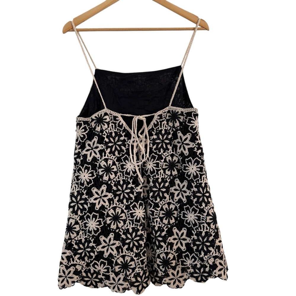 Zara Black and White Floral Lace Mini Dress - Picture 6 of 12